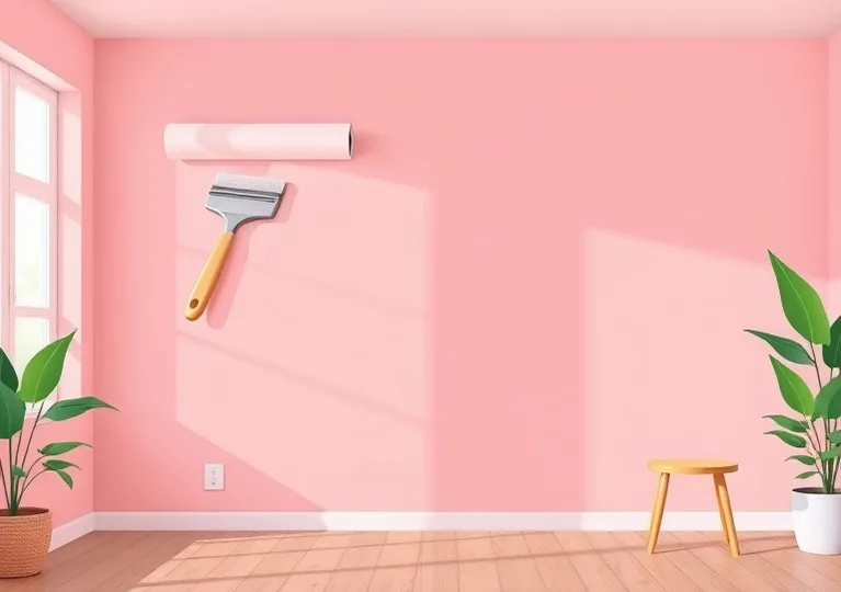 Pose de papier peint, rouleau et brosse à maroufler
